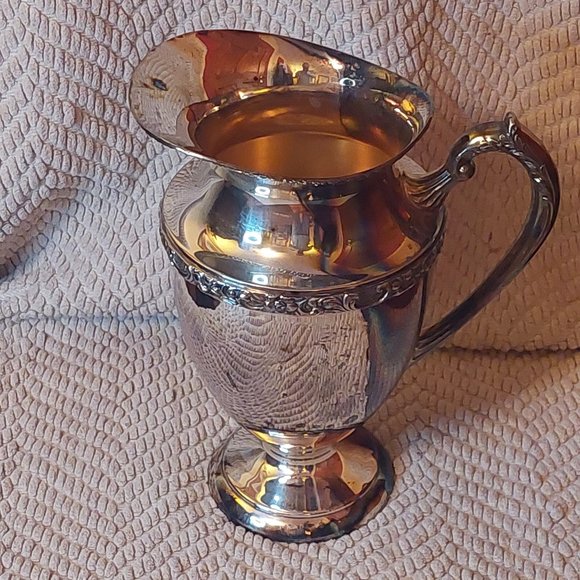 Vintage Rose Scroll Silver Plate Pitcher - Picture 1 of 2